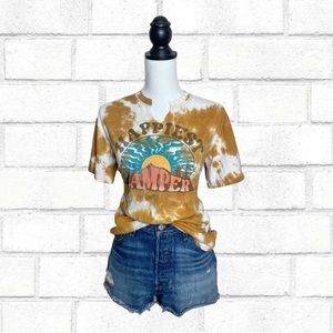 Happiest Camper Golden Brown Graphic Tie Dye T-Shirt